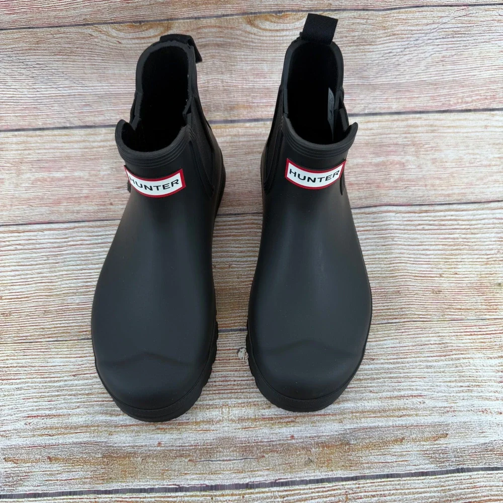Hunter Original Chelsea Rain Boot Black Matte Waterproof Rubber Ankle Boots US 6